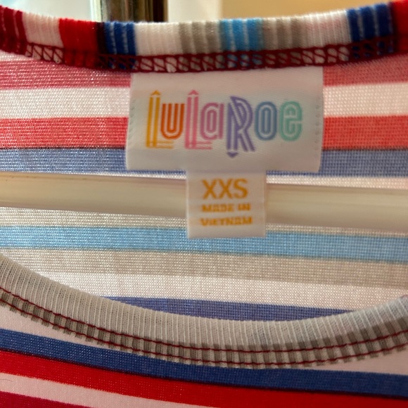 LuLaRoe Carly Dress - size XXS - Red, White, Blue, Tan - Stars and Stripes - Picture 2 of 8